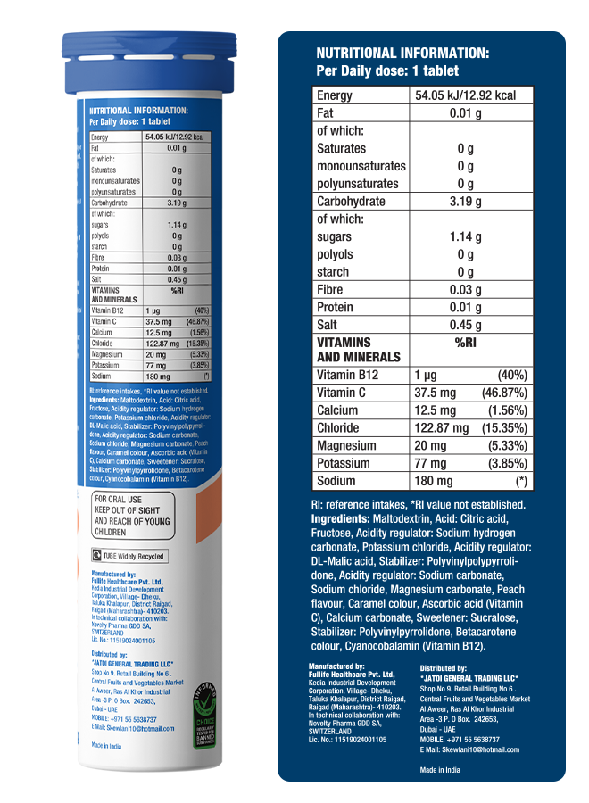 Reload for Hydration Electrolyte Supplement - Peach Iced Tea - Pack of 6