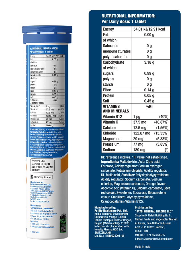 Reload for Hydration Electrolyte Supplement - Orange - Pack of 6