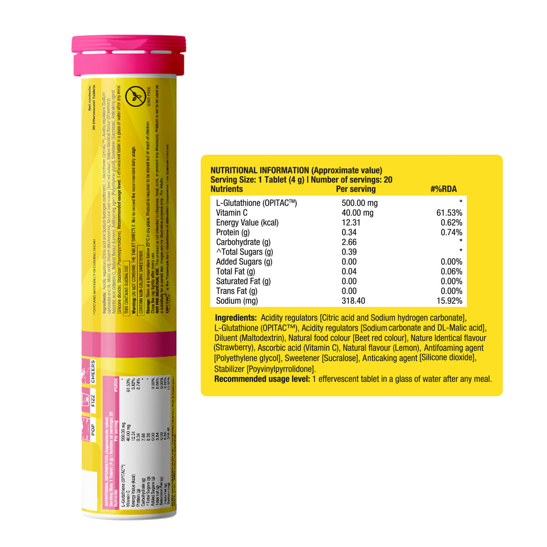 Japanese Glutathione & Vit. C for skin radiance & even tone - Strawberry & Lemon