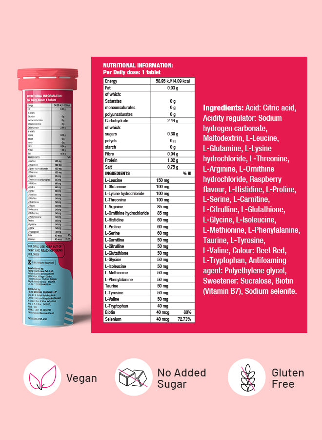 Bounce - Hair Growth & Hair fall Control with Keratin Boosters & Biotin - 20 Effervescent Tablets, Raspberry Flavour - Pack of 6