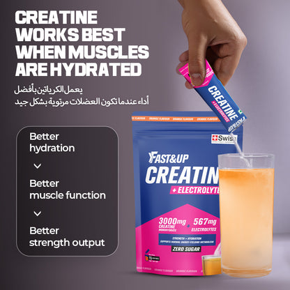 Fast&Up Creatine + Electrolytes For Strength & Hydration | Zero Sugar - Pack of 3