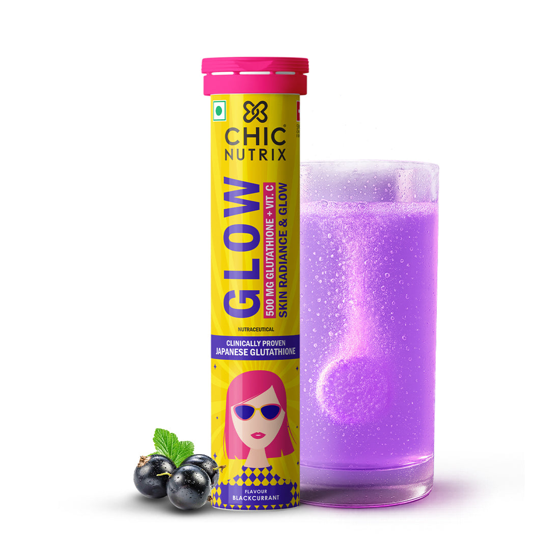 Japanese Glutathione & Vit. C for skin radiance & even tone - Blackcurrant