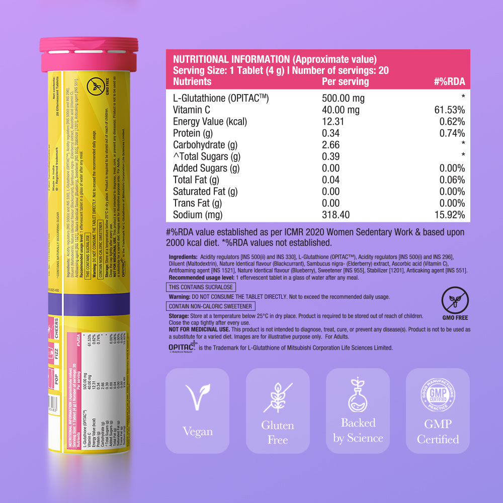 Japanese Glutathione & Vit. C for skin radiance & even tone - Blackcurrant - Pack of 3