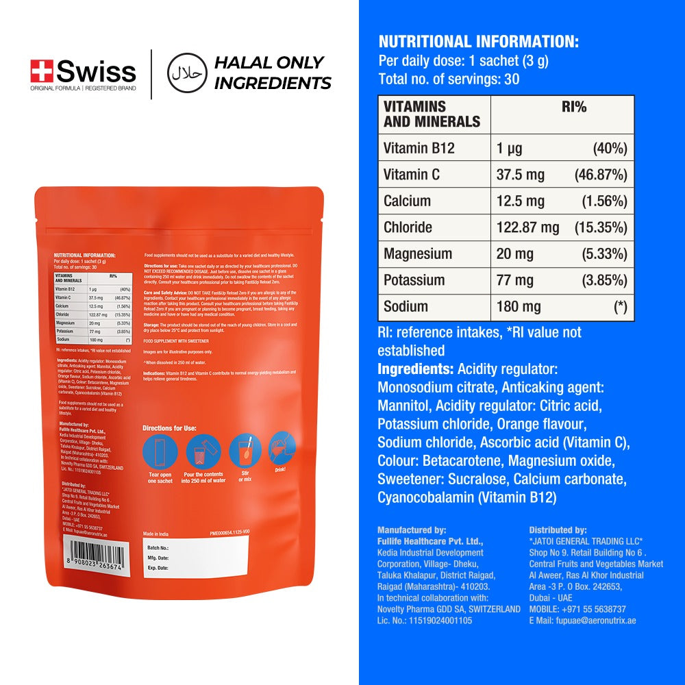 Reload - Zero Sugar Instant Hydration Sticks | Pack of 30 - Orange