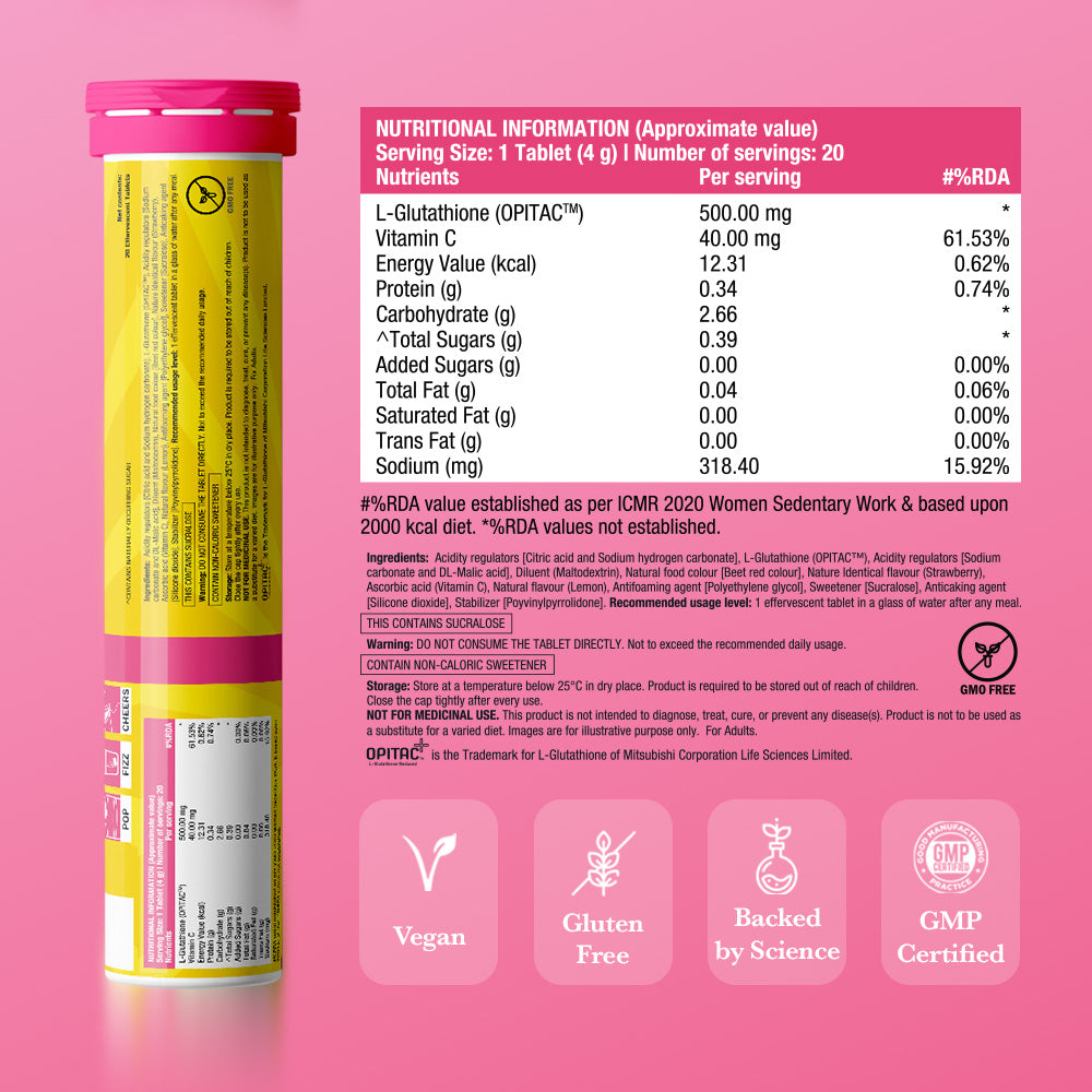 Japanese Glutathione & Vit. C for skin radiance & even tone - Strawberry & Lemon - Pack of 1