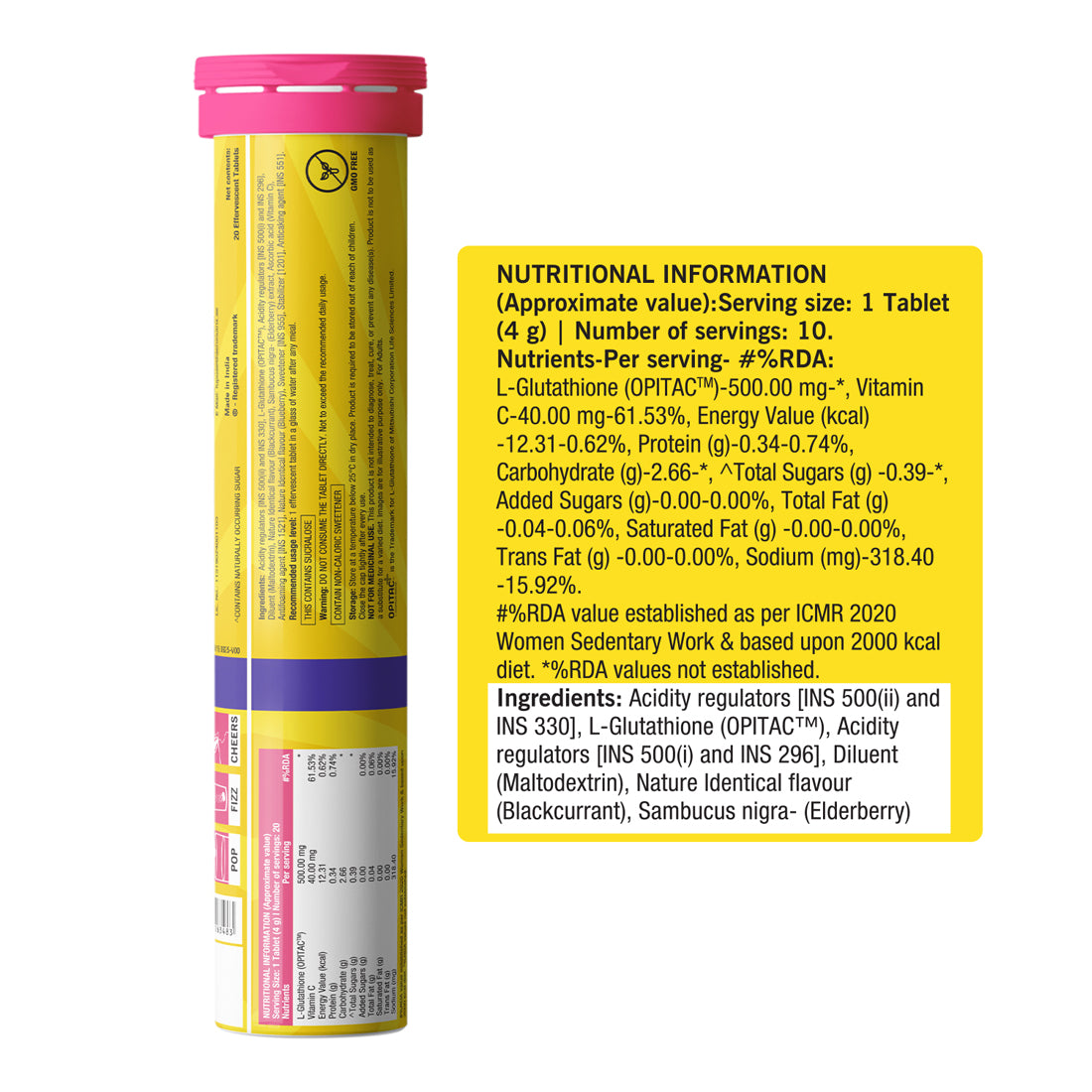 Japanese Glutathione & Vit. C for skin radiance & even tone - Blackcurrant