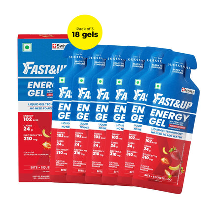 Fast&Up Energy Gels For Energy Boost | Caffeinated - Pack of 3