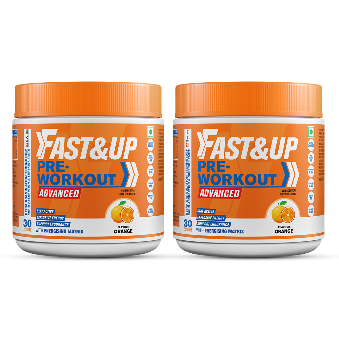 Pre-Workout for Explosive Energy - Orange - Pack of 2