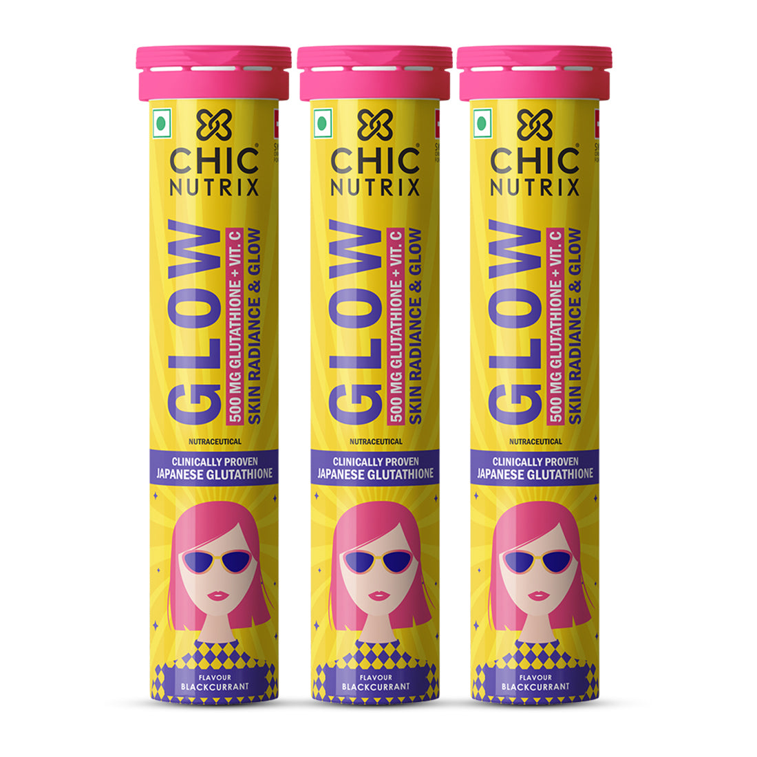 Japanese Glutathione & Vit. C for skin radiance & even tone - Blackcurrant - Pack of 3