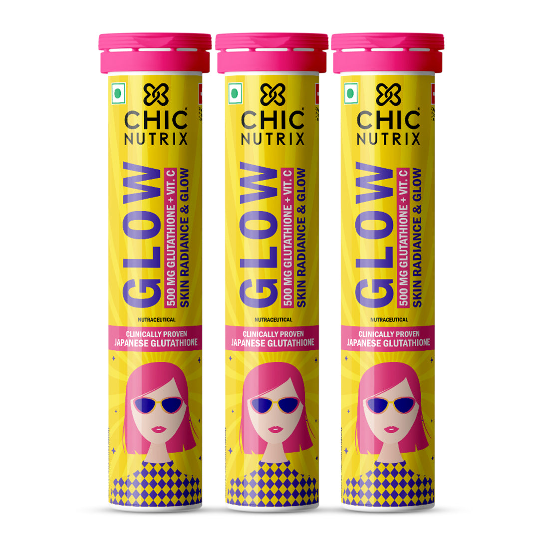 Japanese Glutathione & Vit. C for skin radiance & even tone - Strawberry & Lemon - Pack of 3